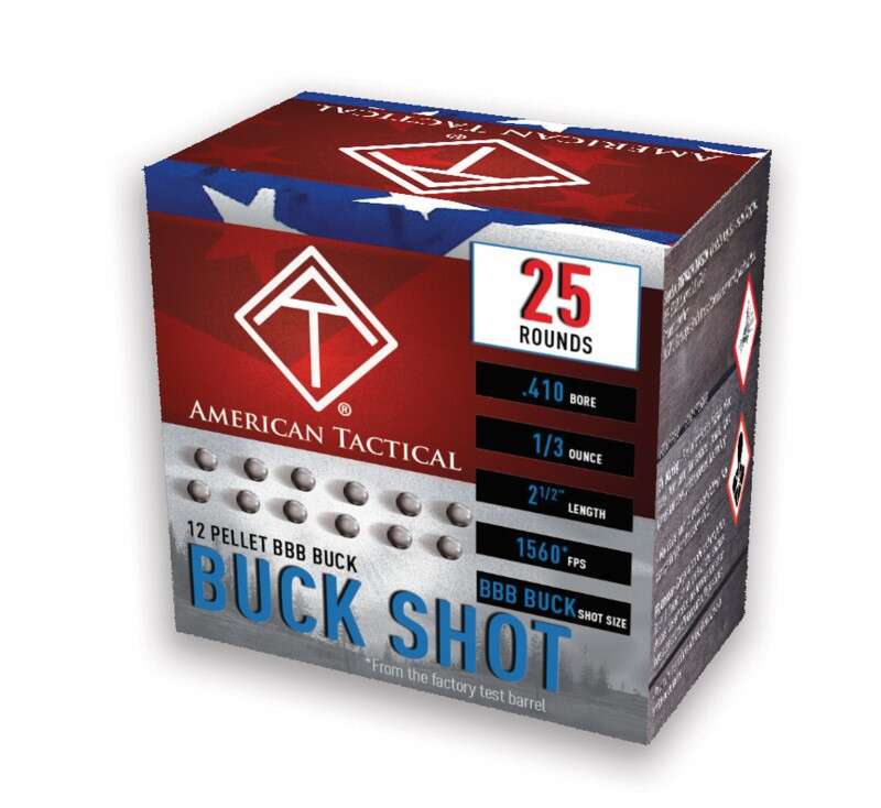 Ammunition American Tactical Imports 1/3 oz 410Bore ATI AC410BBB      410 2.5 BUCK SHOT   1/3OZ  25/10